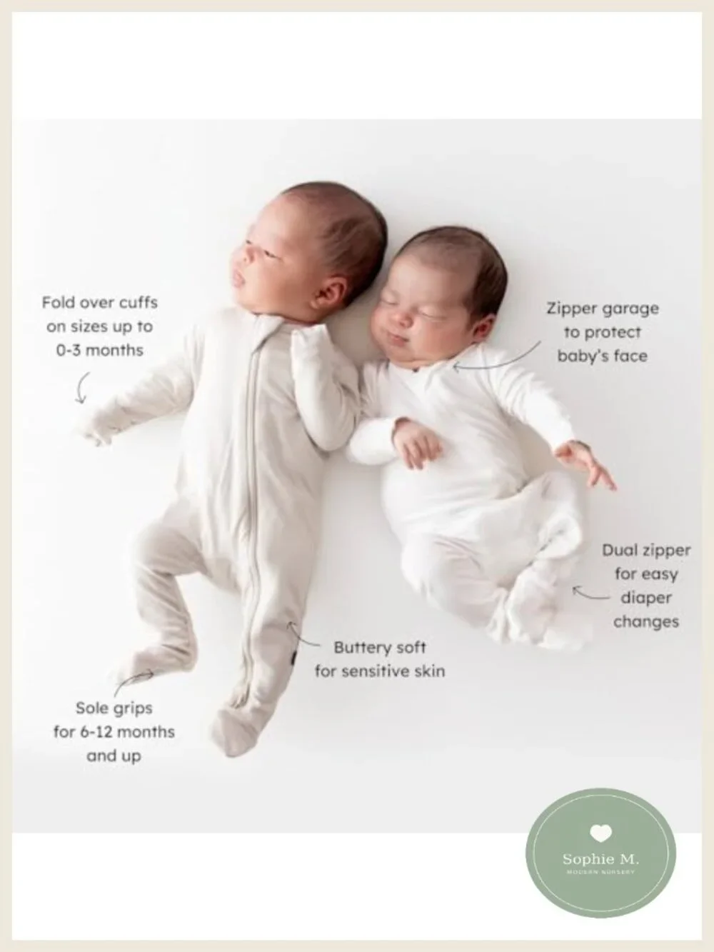 Baby Footie Sleeper Dual Zipper Bamboo Rayon Stretch